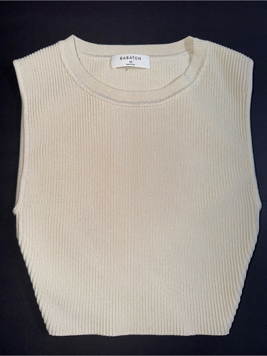 Babaton Tops - Babaton Neutral Cream Ribbed Crewneck Tank
